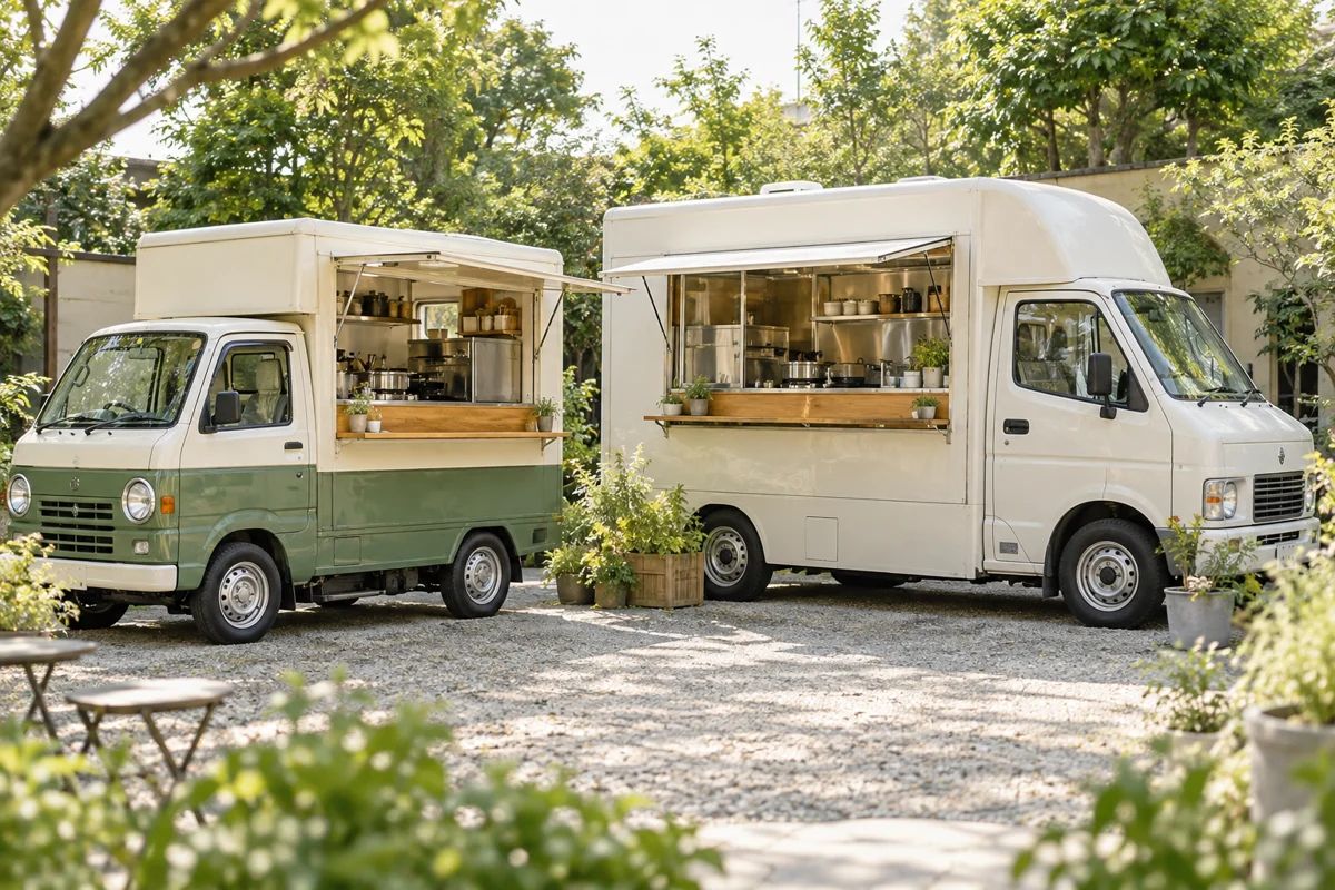 キッチンカーの種類を比較するイメージ